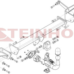 Фаркоп на Volkswagen T7 Multivan STM, STN 08/2021- без подрезки бампера. Тип шара: AV (вертикальное быстросъемное крепление шара на ключе). Нагрузки:
